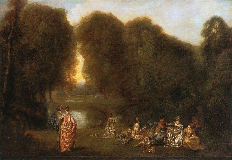 WATTEAU, Antoine Gathering in the Park china oil painting image